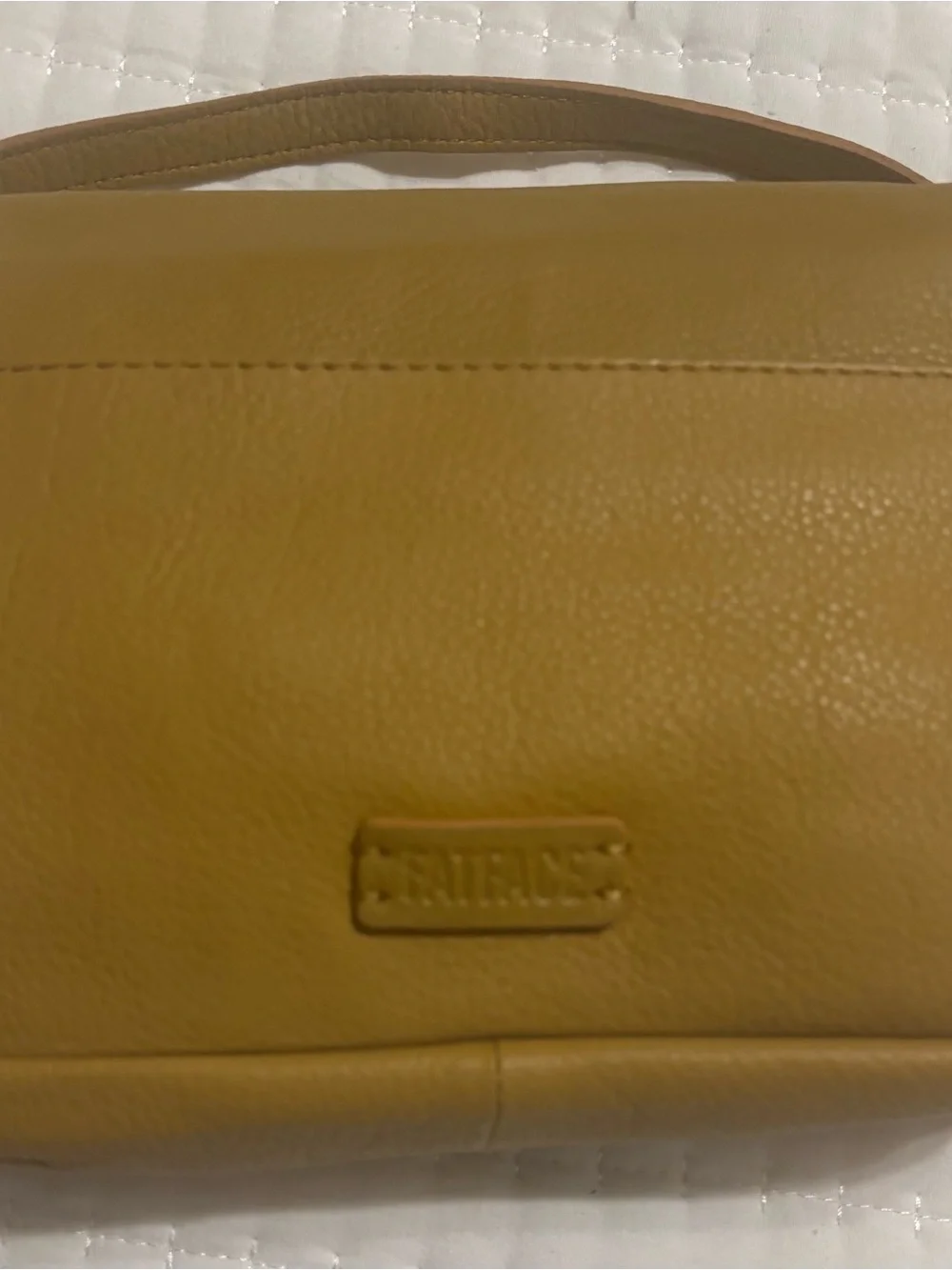 Fatface Mustard Yellow 100% Leather Crossbody Bag - Classic Buckle Design